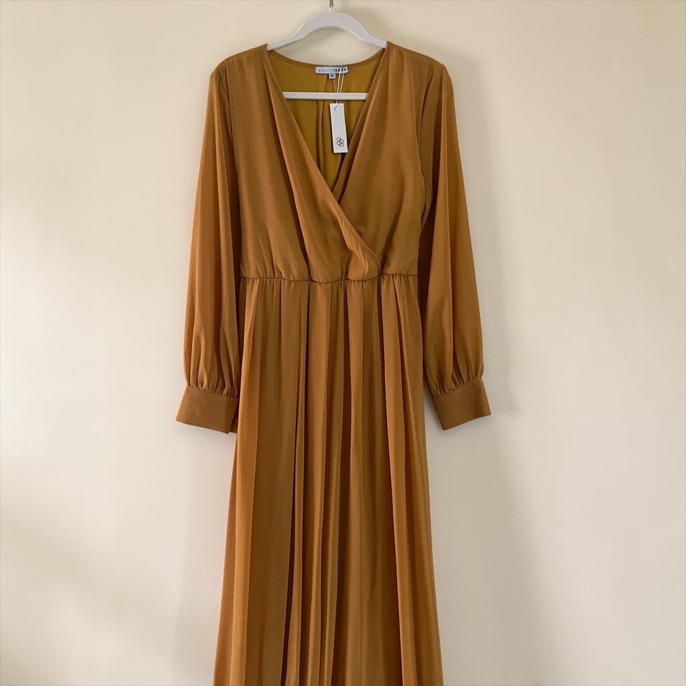 Baltic Born Lydia Maxi Dress Women's XL New NWT Mustard Yellow Chiffon Feminine